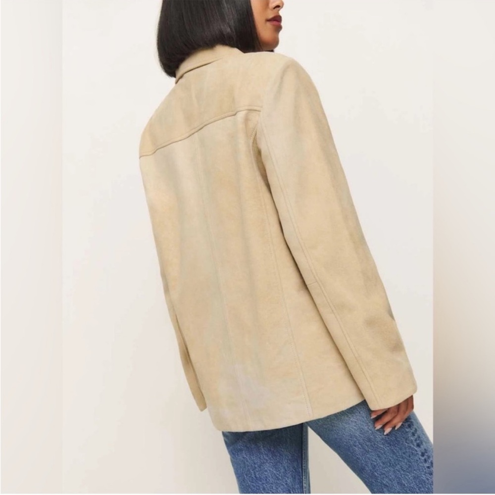 Reformation Veda Lincoln Suede Jacket Oat Distressed Leather XS NWT - Picture 10 of 11